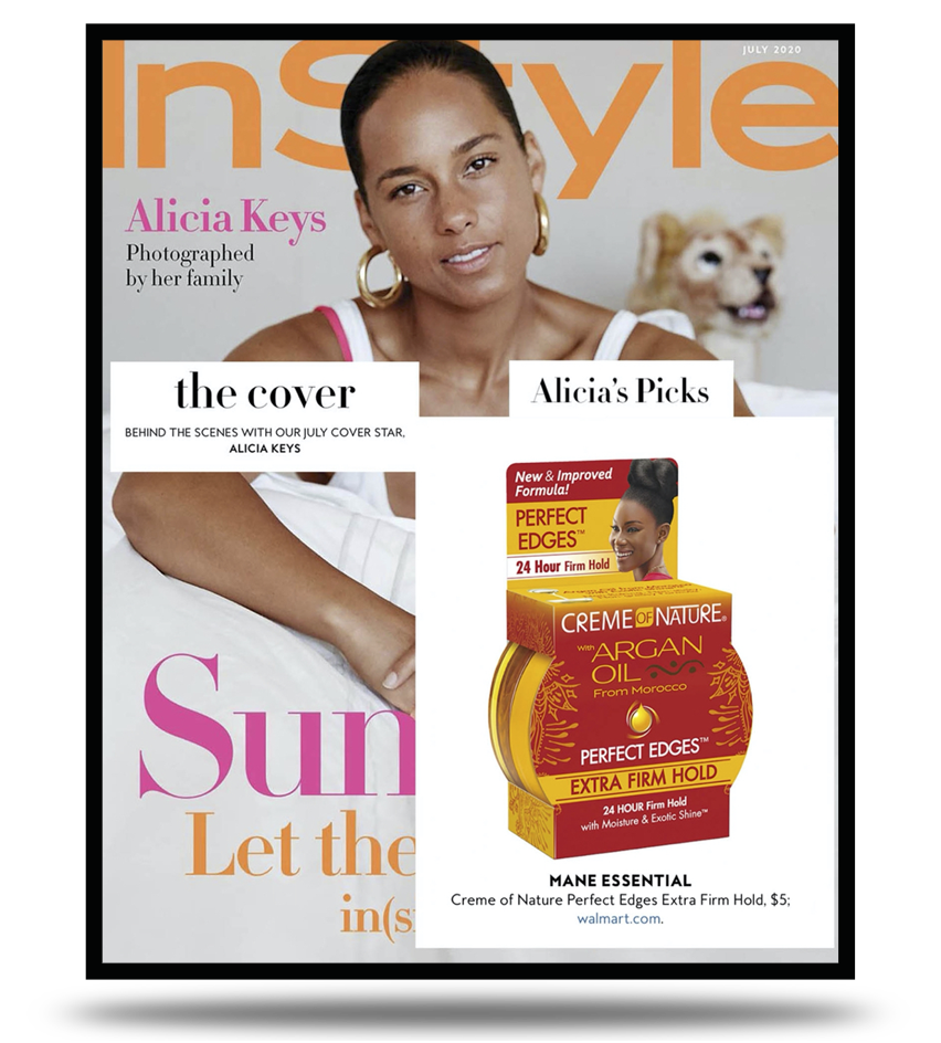 In Style Magazine featuring Alicia Keys and hair product promoted by MAP Unlimited PR